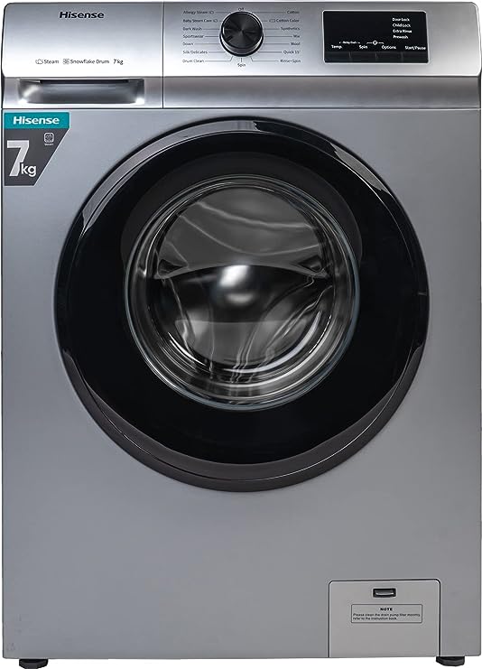 Hisense 7.0 Kg Fully-Automatic Front Loading Washing Machine (WFVB7012MS, Silver, Steam Wash, Built in Heater ), Silver(OPEN BOX) Hisense 7.0 Kg Fully-Automatic Front Loading Washing Machine (WFVB7012MS, Silver, Steam Wash, Built in Heater ), Silver(OPEN BOX)